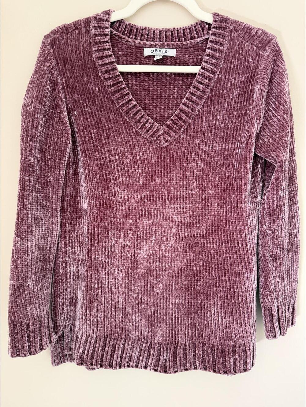 Softest Sweater S/M/L mauve, v-neck, Orvis brand